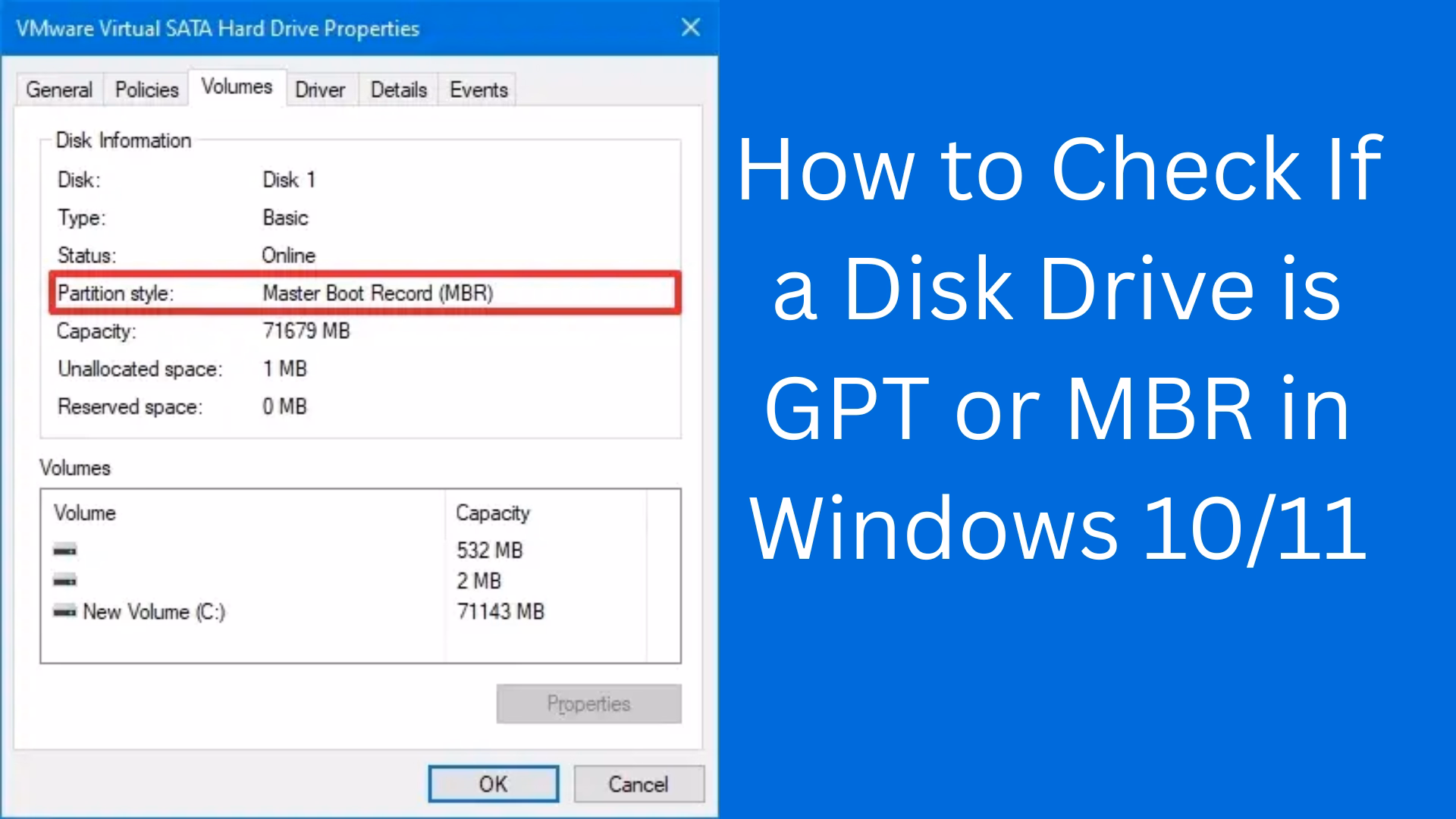 How to Check If a Disk Drive is GPT or MBR in Windows 10/11