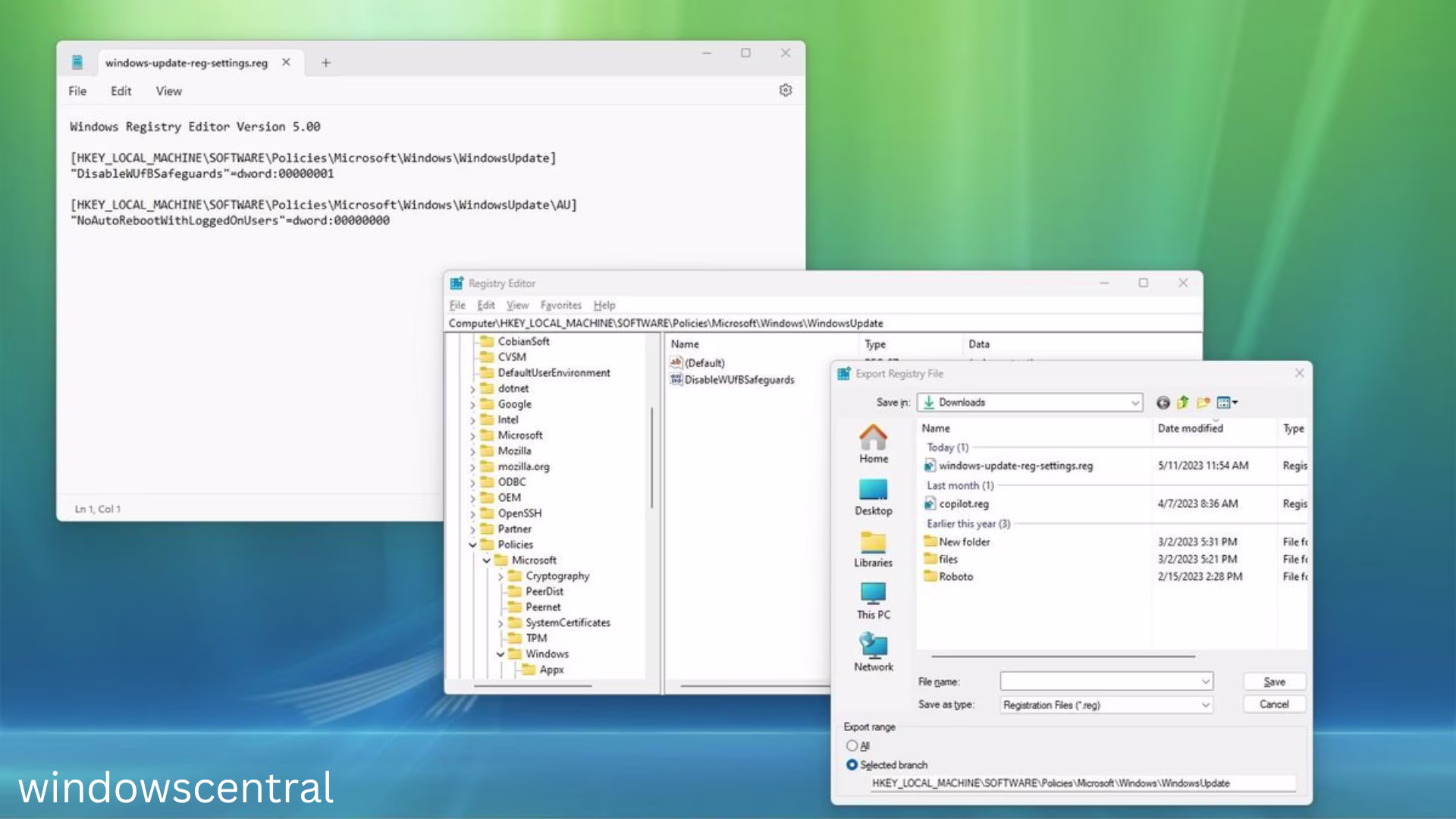 Backup and Restore Registry Settings in Windows