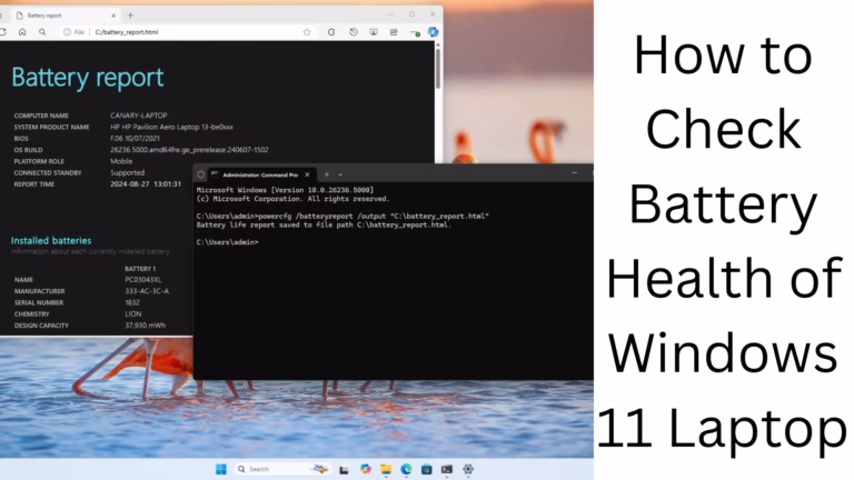 Battery Health of Windows 11 Laptop