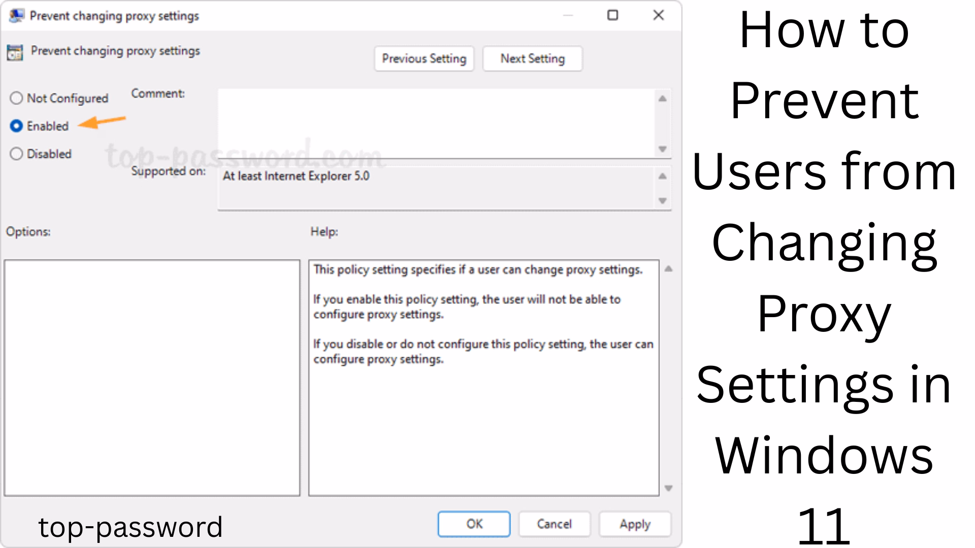 How to prevent users from changing proxy settings in Windows 11