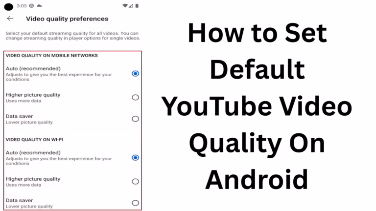 set the default quality of YouTube videos on Android