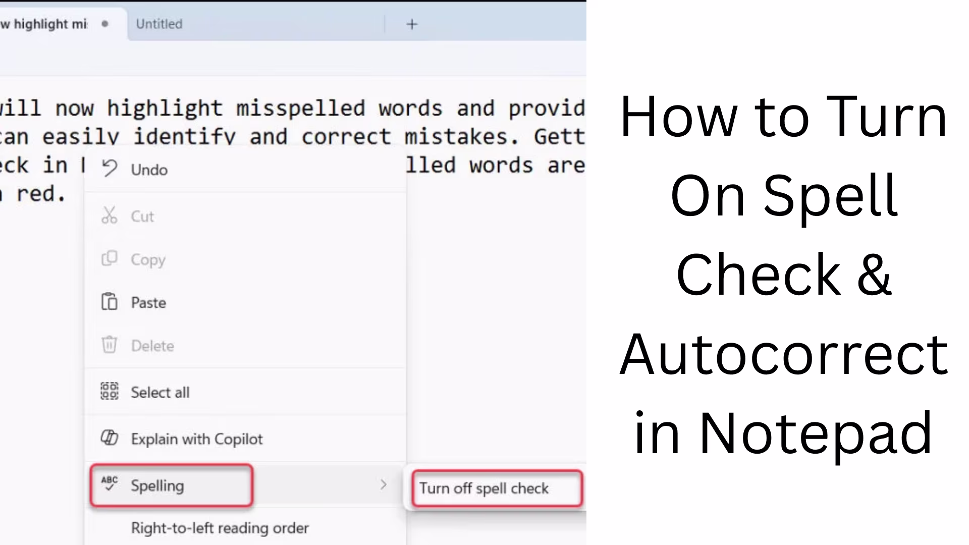 How to Turn On Spell Check and Autocorrect in Notepad?