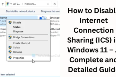 How to Disable Internet Connection Sharing in Windows 11