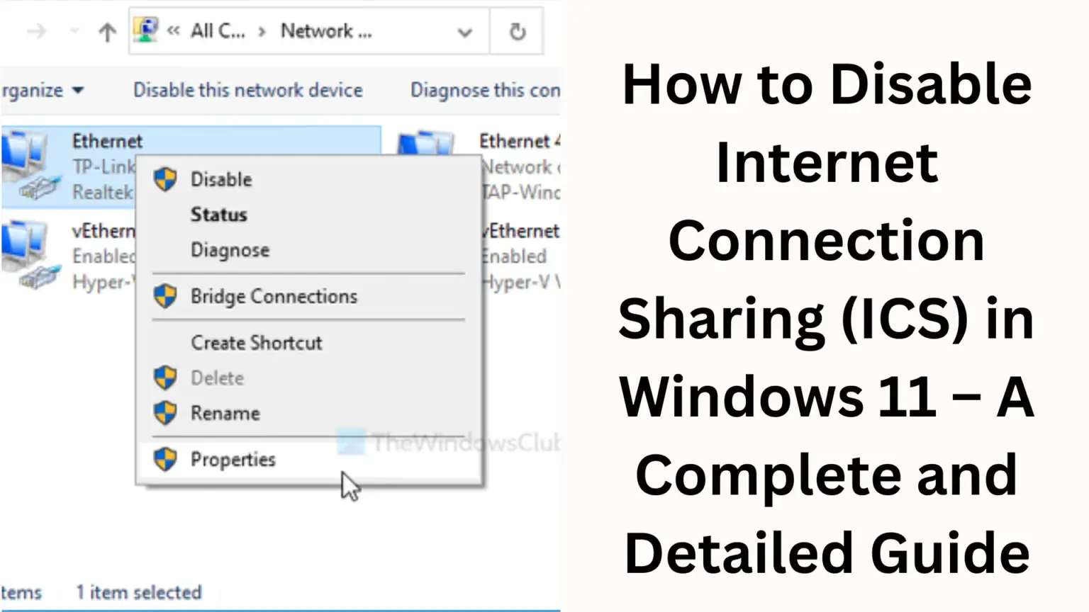 How to Disable Internet Connection Sharing in Windows 11