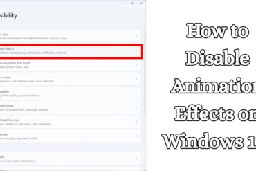 How to Disable Animation Effects on Windows 11